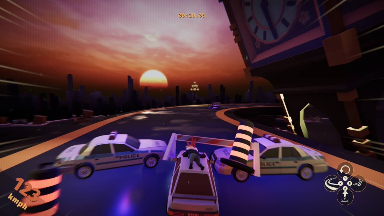 A police blockade in Tails Noir: Rebel Rush